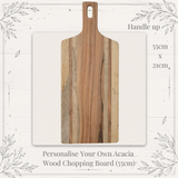 Personalised Acacia Wood Chopping Board – Engraved 55cm Wooden Board