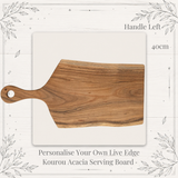 Personalised Live Edge Kourou Acacia Serving Board – Design Your Own Engraved Board