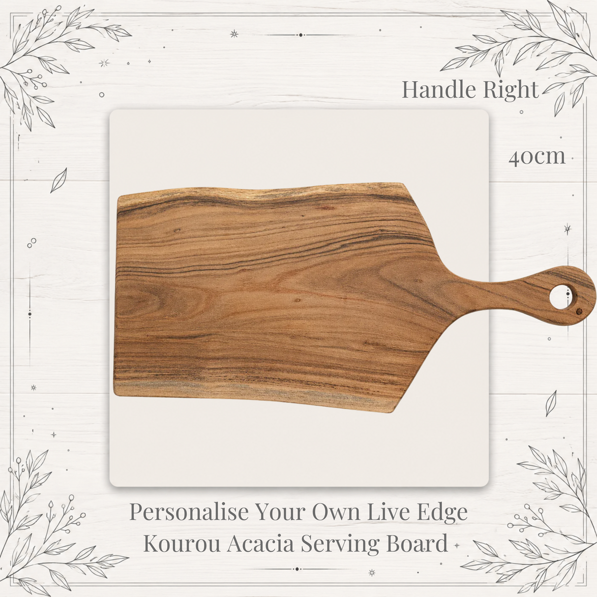Personalised Live Edge Kourou Acacia Serving Board – Design Your Own Engraved Board