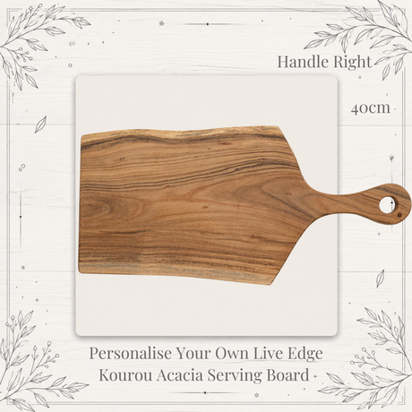 Personalised Live Edge Kourou Acacia Serving Board – Design Your Own Engraved Board