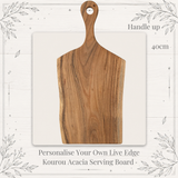 Personalised Live Edge Kourou Acacia Serving Board – Design Your Own Engraved Board