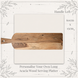 Personalised Long Acacia Wood Serving Platter – Engraved 60cm Serving Board