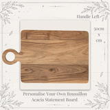 Personalised Roussillon Acacia Statement Board – Engraved 50cm Serving Board