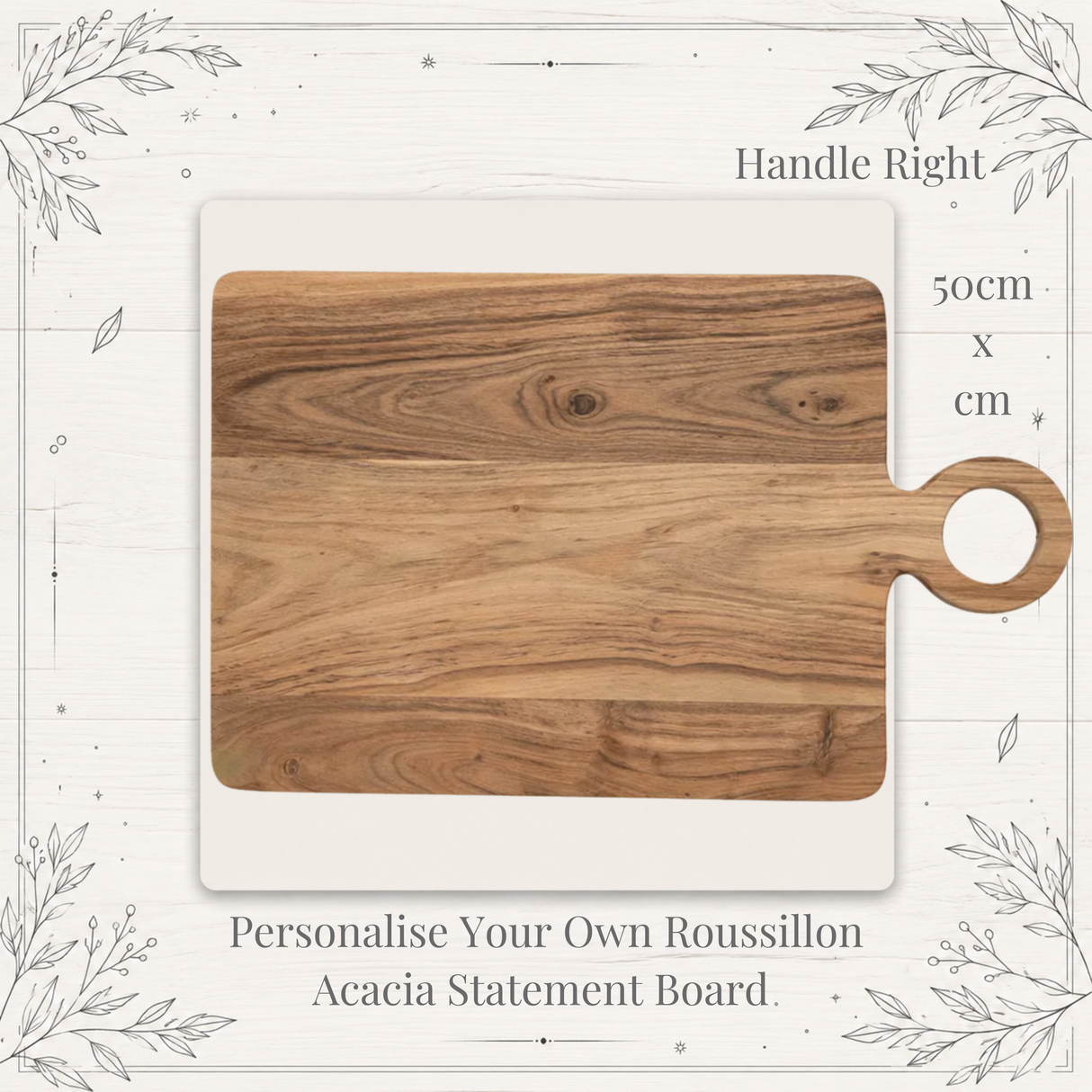 Personalised Roussillon Acacia Statement Board – Engraved 50cm Serving Board