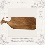 Personalised Slim Mango Wood Serving Platter – Engraved Wooden Serving Board