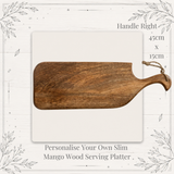 Personalised Slim Mango Wood Serving Platter – Engraved Wooden Serving Board