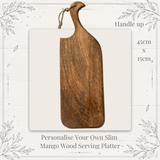Personalised Slim Mango Wood Serving Platter – Engraved Wooden Serving Board