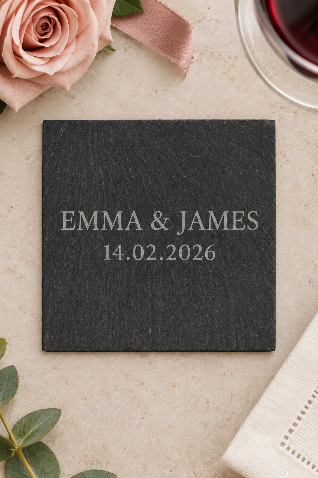 Personalised Slate Coaster – 10cm Square