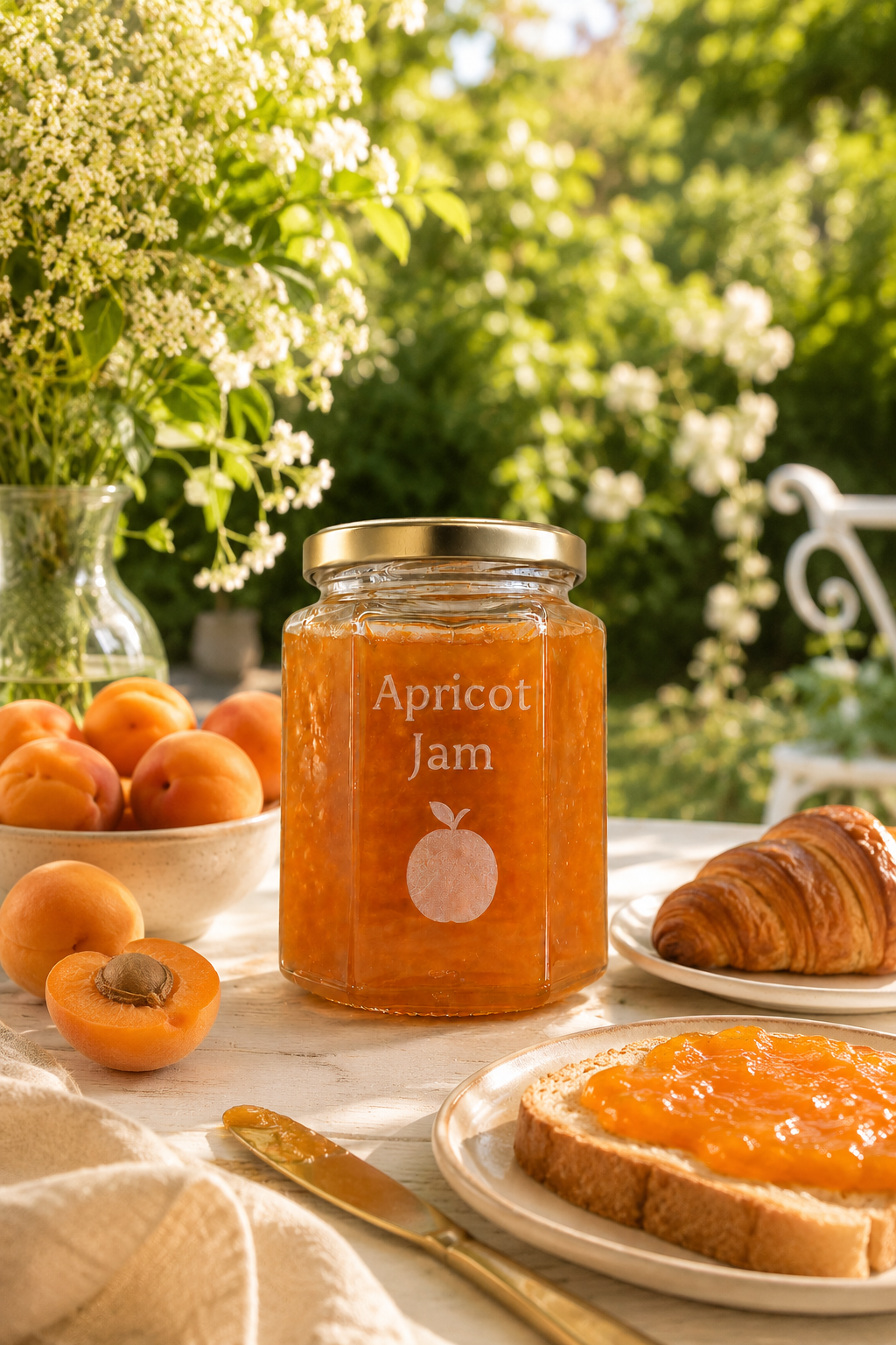 A Personalised 250ml Hexagonal Glass Jam Jar with Lid: Gold Lid