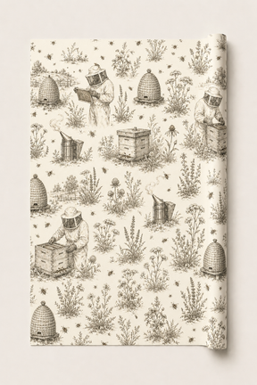 Rolled beekeeper wrapping paper suitable for gardeners, nature lovers and honey-themed gifts.