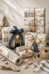 Rolled coastal wrapping paper suitable for summer birthdays, holiday gifts and beach lovers.