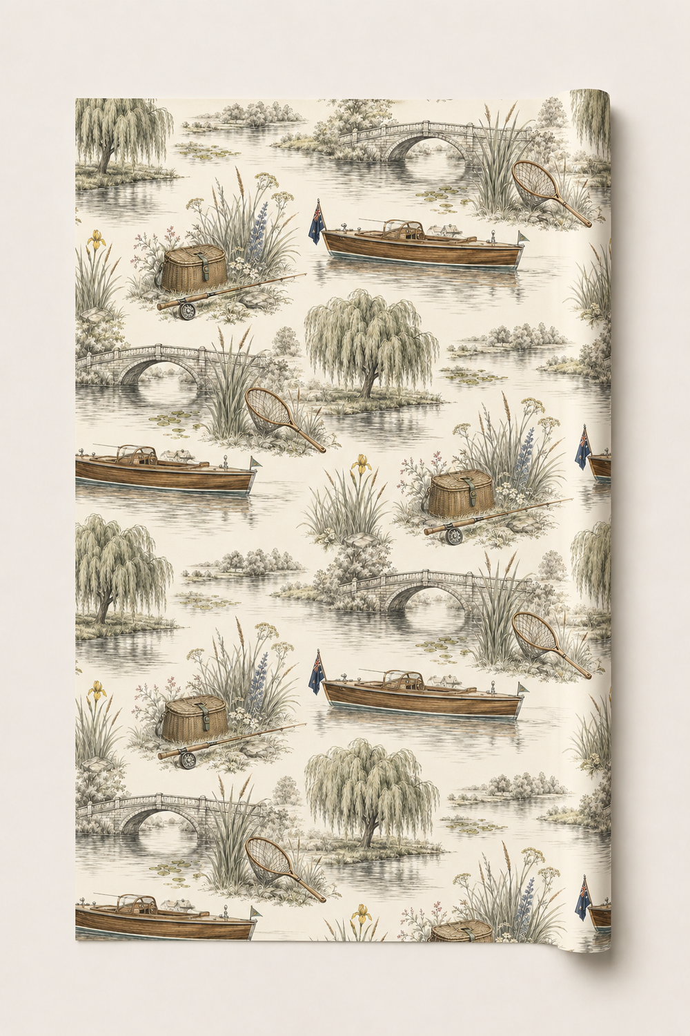 Rolled countryside wrapping paper suitable for anglers, boat lovers and Father’s Day gifts.