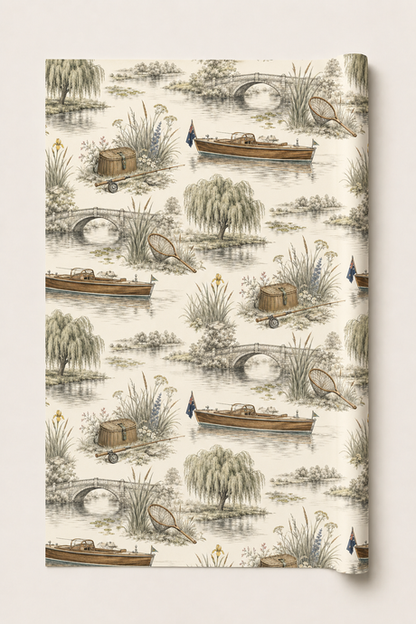 Rolled countryside wrapping paper suitable for anglers, boat lovers and Father’s Day gifts.