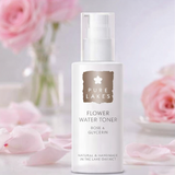  Pure Lakes Flower Water Toner with floral background.
