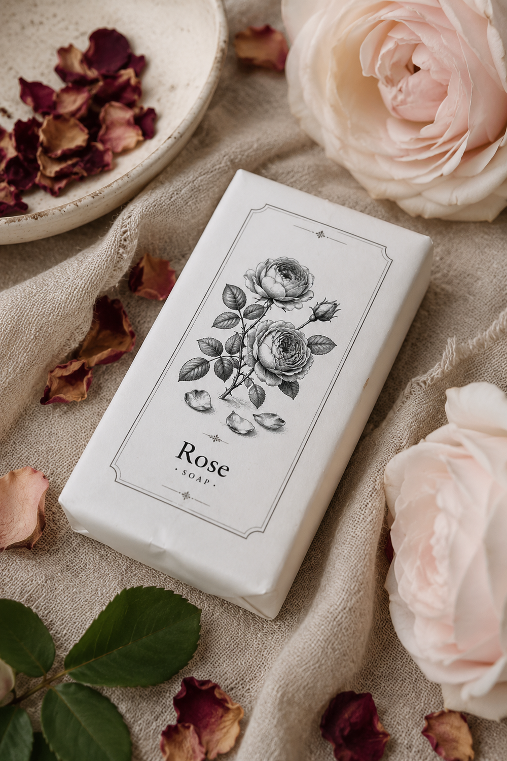 Rose soap bar for hand and body use