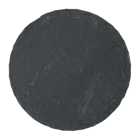 Round slate stone coaster on a white background
