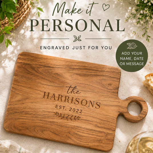 personalised you own Wooden cutting board with engraved text  