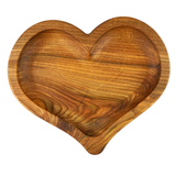 Wooden heart-shaped tray on a white background