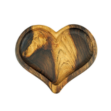 Walnut Wooden heart-shaped tray on a white background
