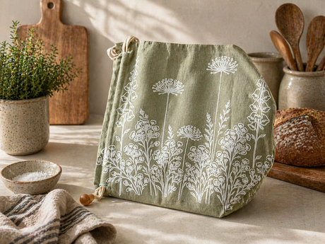 Sage Green Linen Bread bag storage