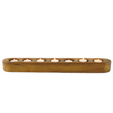 Seven Tea Light Candle Oak Holder