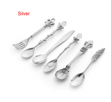 Silver cutlery set on a white background with 'Silver' label.