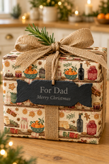Slate Christmas Cracker-shaped Gift tag. on a gift wrapped present.