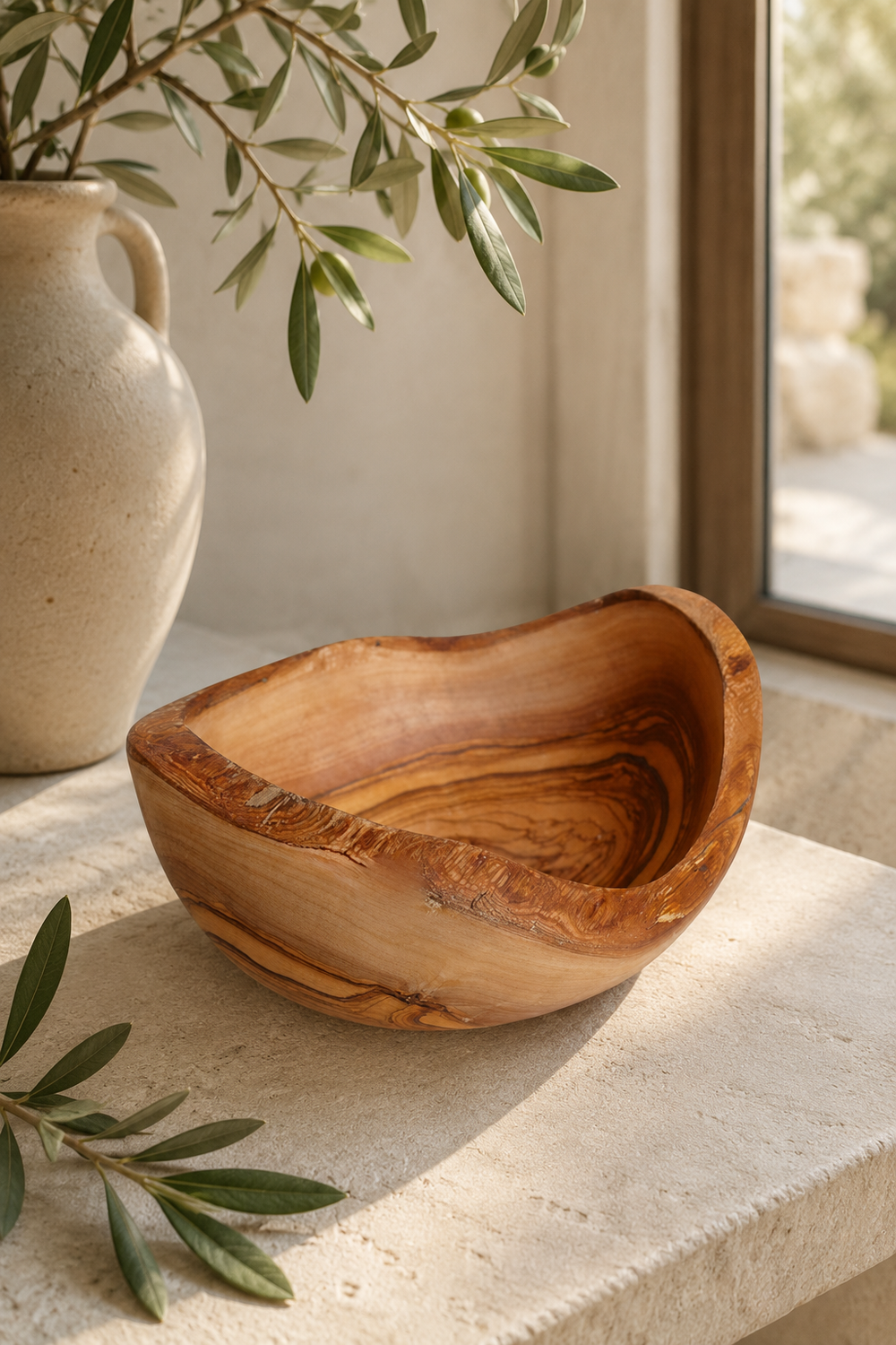 Small olive wood serving bowl for nuts olives and snacks