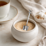 silver Sugar spoon spade with a robin on the handle.  