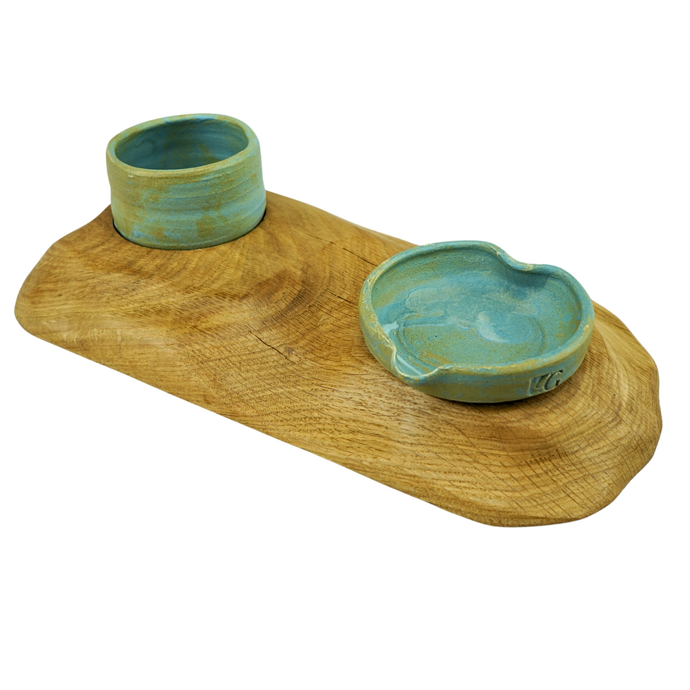 Sustainably sourced oak kitchen organiser with salt pot