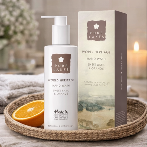 Pure Lakes World Heritage Hand Wash with packaging.