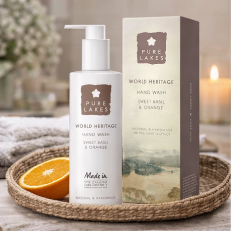 Pure Lakes World Heritage Hand Wash with packaging.