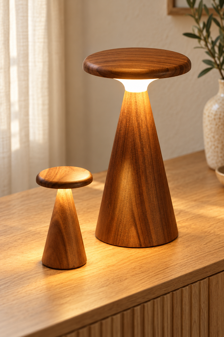 Mini Walnut LED Table Lamp – Sylva Rechargeable