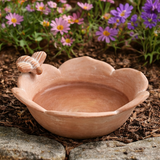 terracotta bowl for bird feeding with bee detail