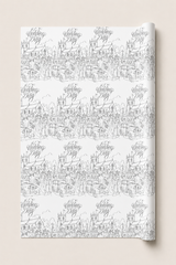 Vintage Church Wedding Wrapping Paper  white with pencil drawing