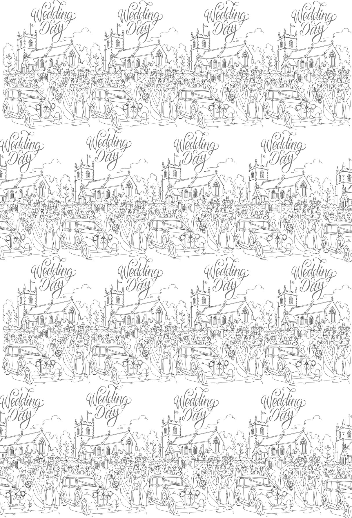 Vintage Church Wedding Wrapping Paper – A1 Gift Wrap Sheets