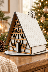 Wooden Christmas House with LED Candle | German-Inspired