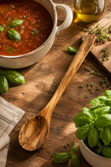 Wooden spoon made from olive wood