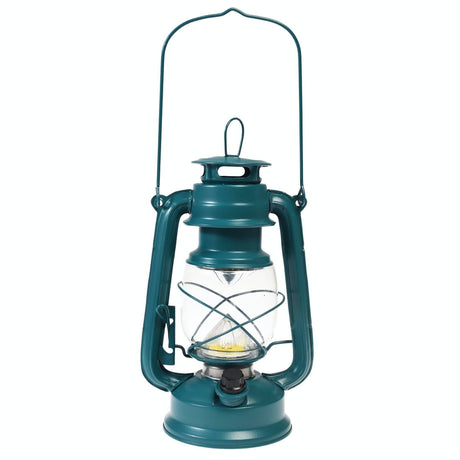 Teal lantern with clear glass on a white background