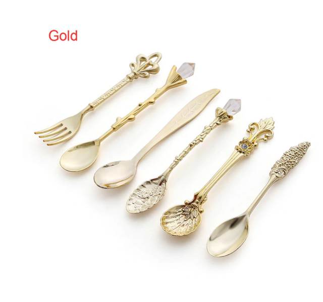 Vintage Spoon & Fork Set – 6 Piece Retro Cutlery Set