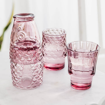 Pink fish stacking drinking glasses, set of four