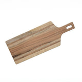Wooden cutting board with a handle on a white background