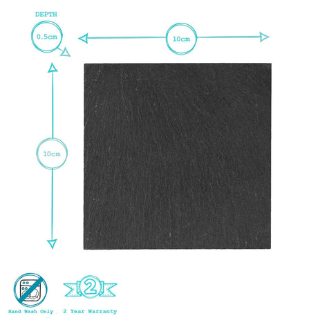 Square Natural Slate Drinks Coaster – 10cm (Optional Engraving)