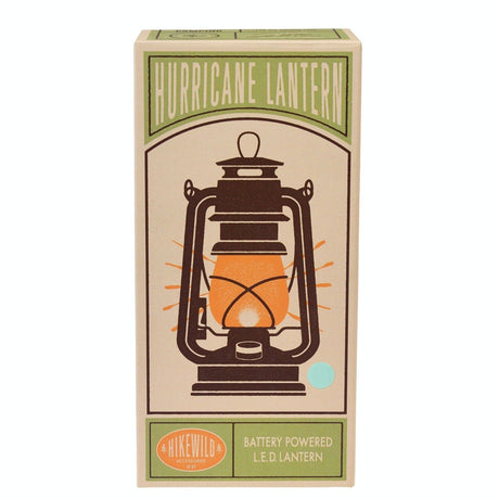 Box of a Hurricane Lantern with a lantern illustration on a beige background