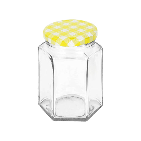 250ml Hexagonal Glass Jam Jar with Lid: Gold Lid