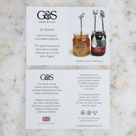 Pheasant Jam Spoon | Long Pewter Spoons with a hook for Jars