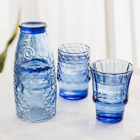 Fish Stacking Drinking Glasses – Blue Set of 4 (250ml Tumblers)