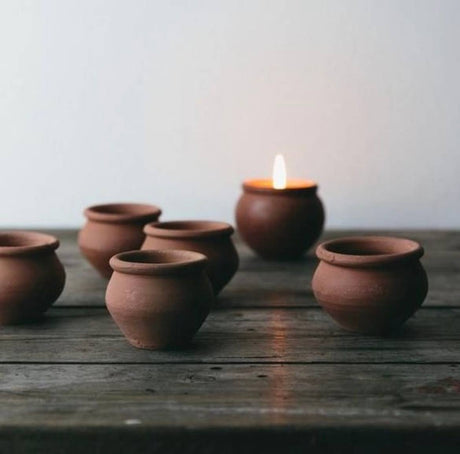 Handmade Terracotta Candles | Murgan Beeswax Candle Set of 4