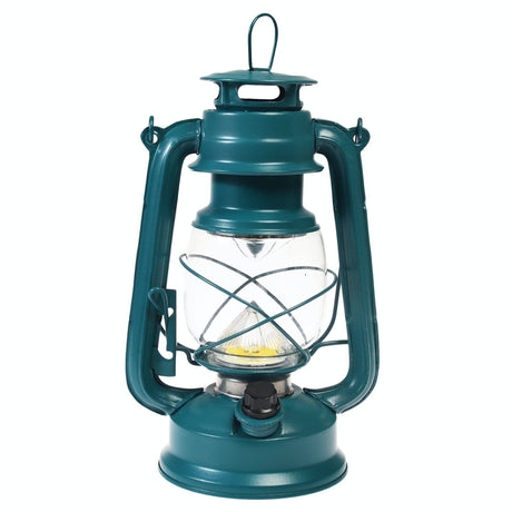 Teal lantern with clear glass on a white background
