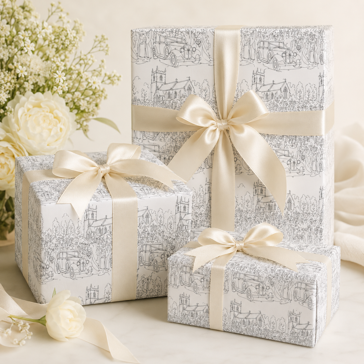 Vintage Church Wedding Wrapping Paper – A1 Gift Wrap Sheets